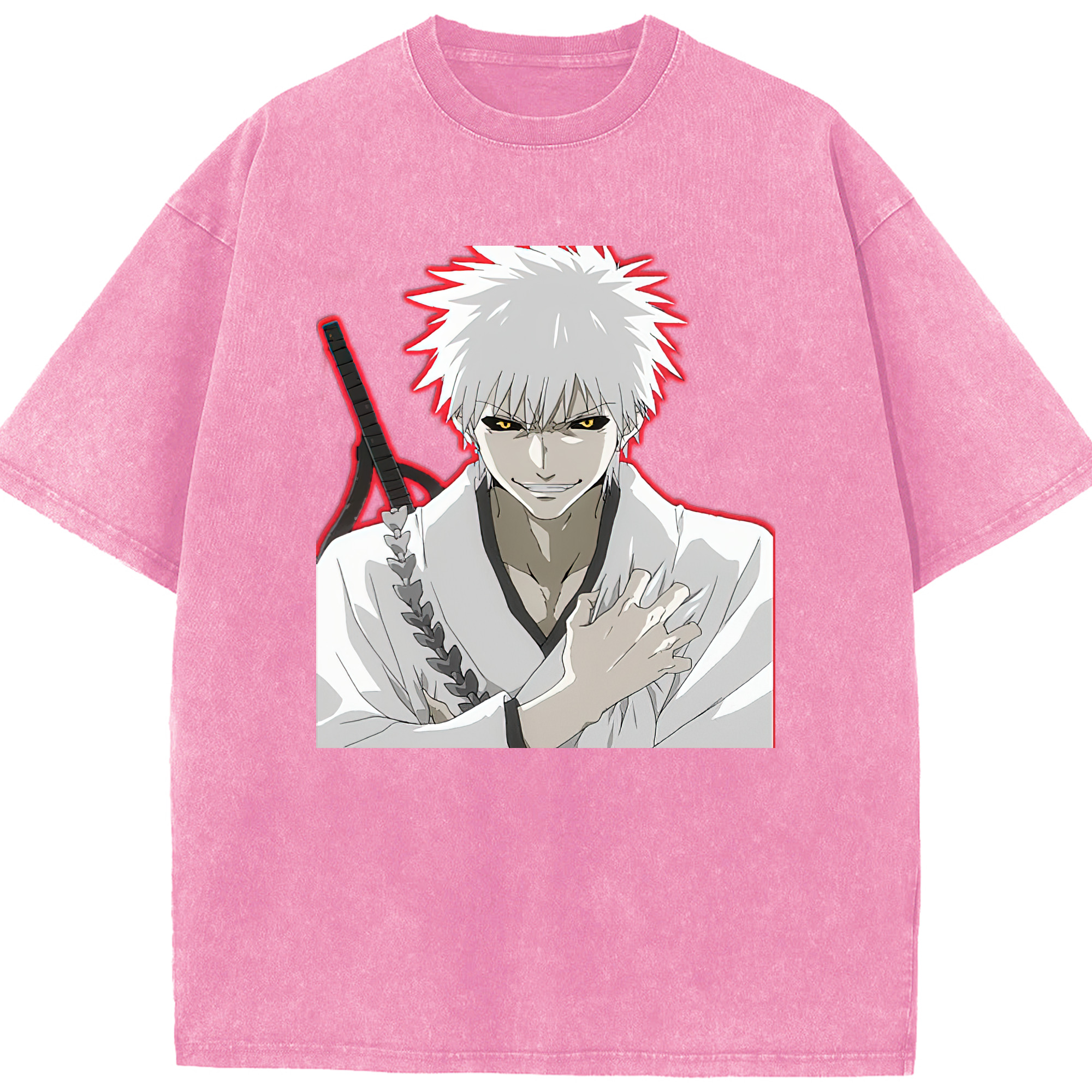 （画像用） ブリーチ 黒崎一護（くろさき いちご）BLEACH Kurosaki Ichigo 綿100% ヴィンテージ風 半袖Tシャツ（フロントプリント）